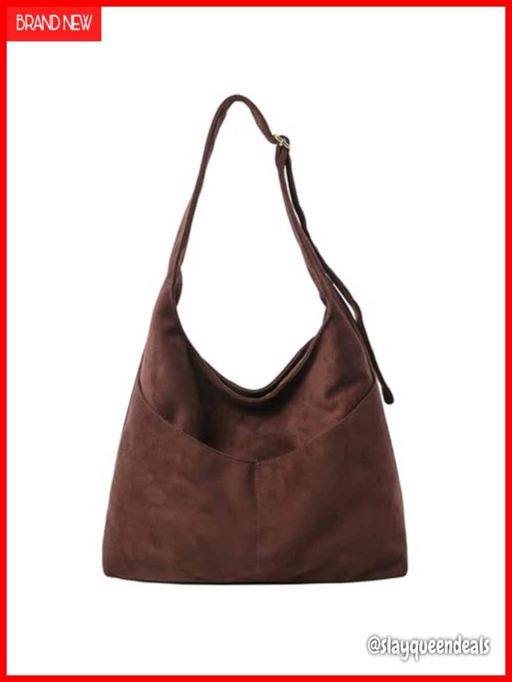 Vegan Suede Hobo Bag Large Slouchy Shoulder Bag Adjustable Strap